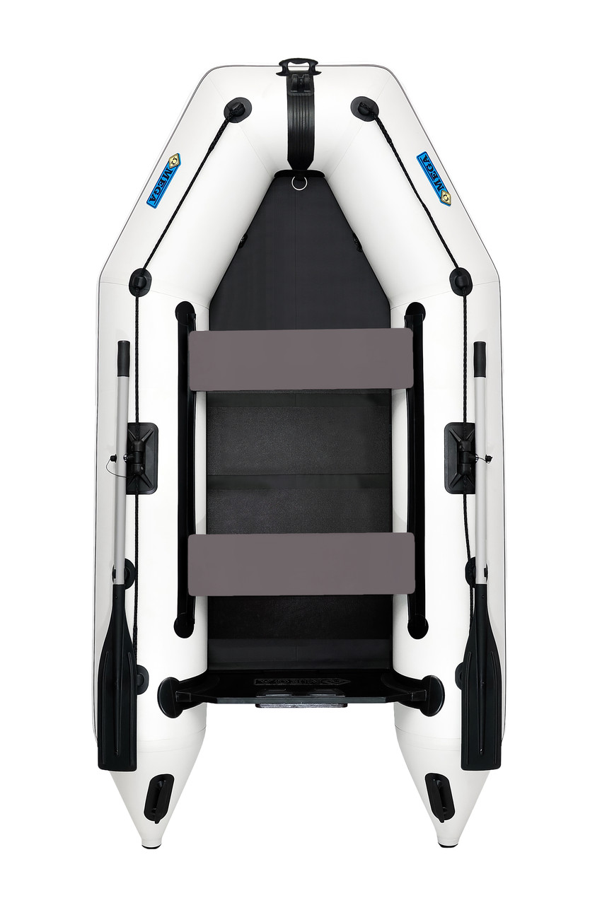 Човен моторний надувний пвх двомісний ΩMega 270M S сіра, фото 1