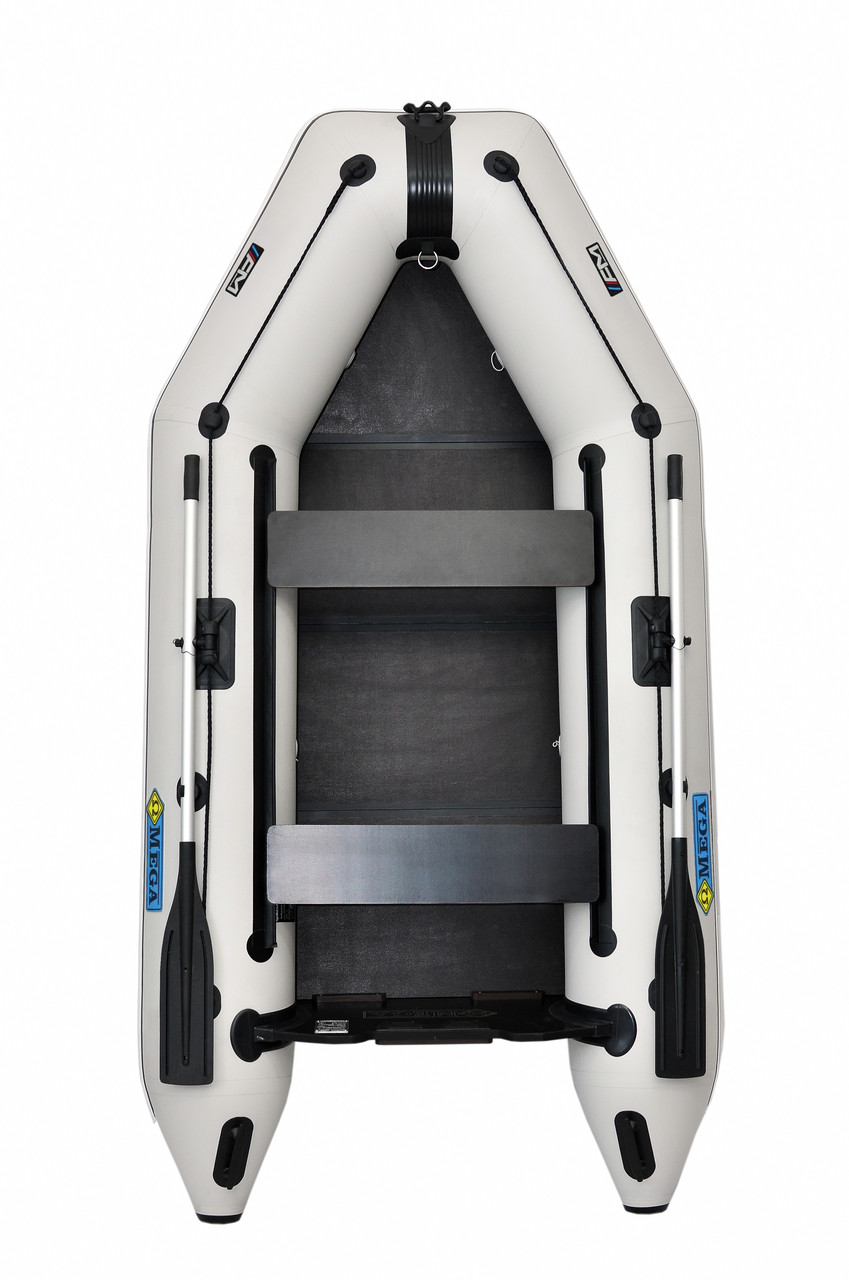 Човен надувний пвх моторний тримісний ΩMega 300M DE сіра, фото 1