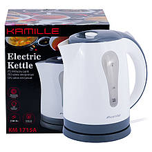 Чайник електричний Kamille 1.8л пластиковий (білий з сірим) KM-1715A