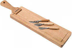 Набір для сиру, 4 предмета, матеріал: нержавіюча сталь, дуб, серія Друзі, BSK320084, BOSKA, Нідерланди