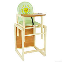 Детский деревянный стульчик для кормления ТМ "Мася" №2062 - "Солнышко" Салатовый