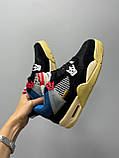 Кросівки чоловічі Nike Air Jordan 4 Retro Off Noir чорний жовтий джердан демісезонні високі, фото 8