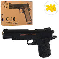 Детский игрушечный пистолет Colt модель C10 стреляет пульками 6 мм