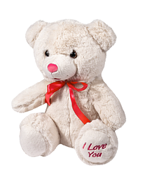 25 М'яка іграшка - Ведмедик I love you білий (28см)