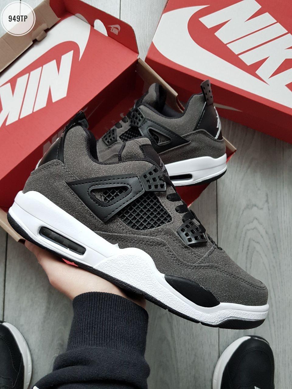 Кросівки чоловічі Nike Air Jordan 4 Retro Grey сірий замша джердан демісезонні високі модні