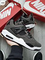 Кроссовки мужские Nike Air Jordan 4 Retro Grey серый замша джордан демисезонные высокие модные