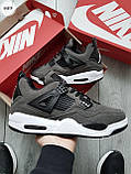 Кросівки чоловічі Nike Air Jordan 4 Retro Grey сірий замша джердан демісезонні високі модні, фото 3