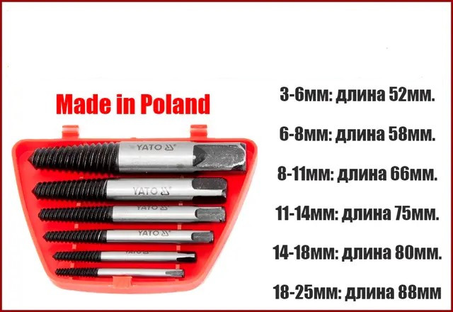 Набір біт екстракторів для викручування шурупів болтів Yato YT-0590