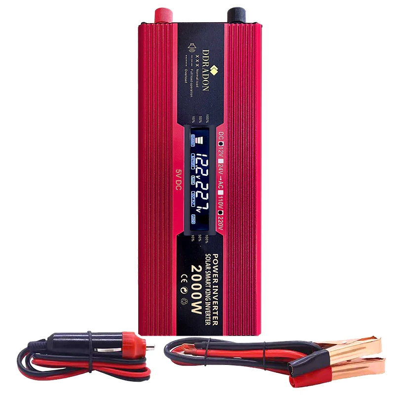 Перетворювач напруги, інвертор автомобільний 2000 W + 2 USB DDRADON, 12/220
