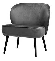 М'яке широке крісло стілець на високих чорних ніжках Фабіо сірий велюр Vetro Mebel для дому, відпочинку, спальні