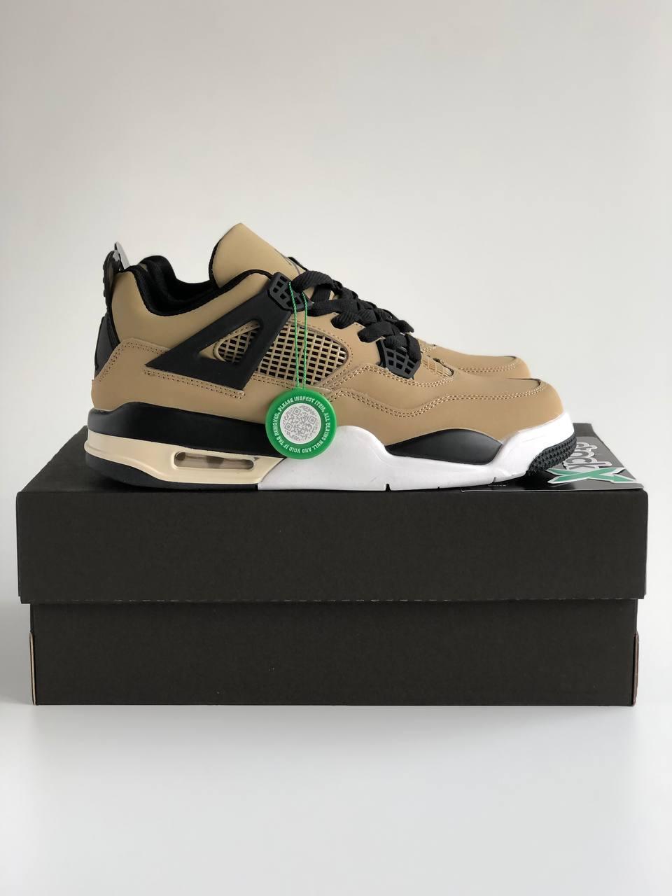Кросівки чоловічі Nike Air Jordan 4 Retro Fossil бежевий мілітарі джердан демісезонні високі модні