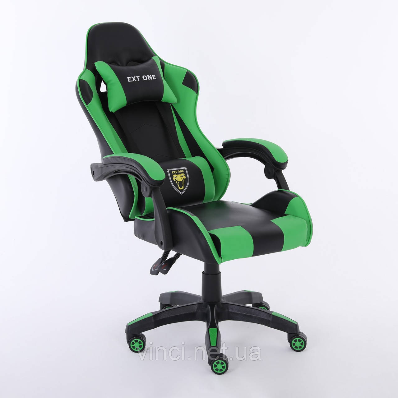 Компютерне крісло EXT ONE ЧОРНО-ЗЕЛЕНЕ Геймерське крісло Офісне крісло спортивне Крісло ігрове до 120кг Польша, фото 1