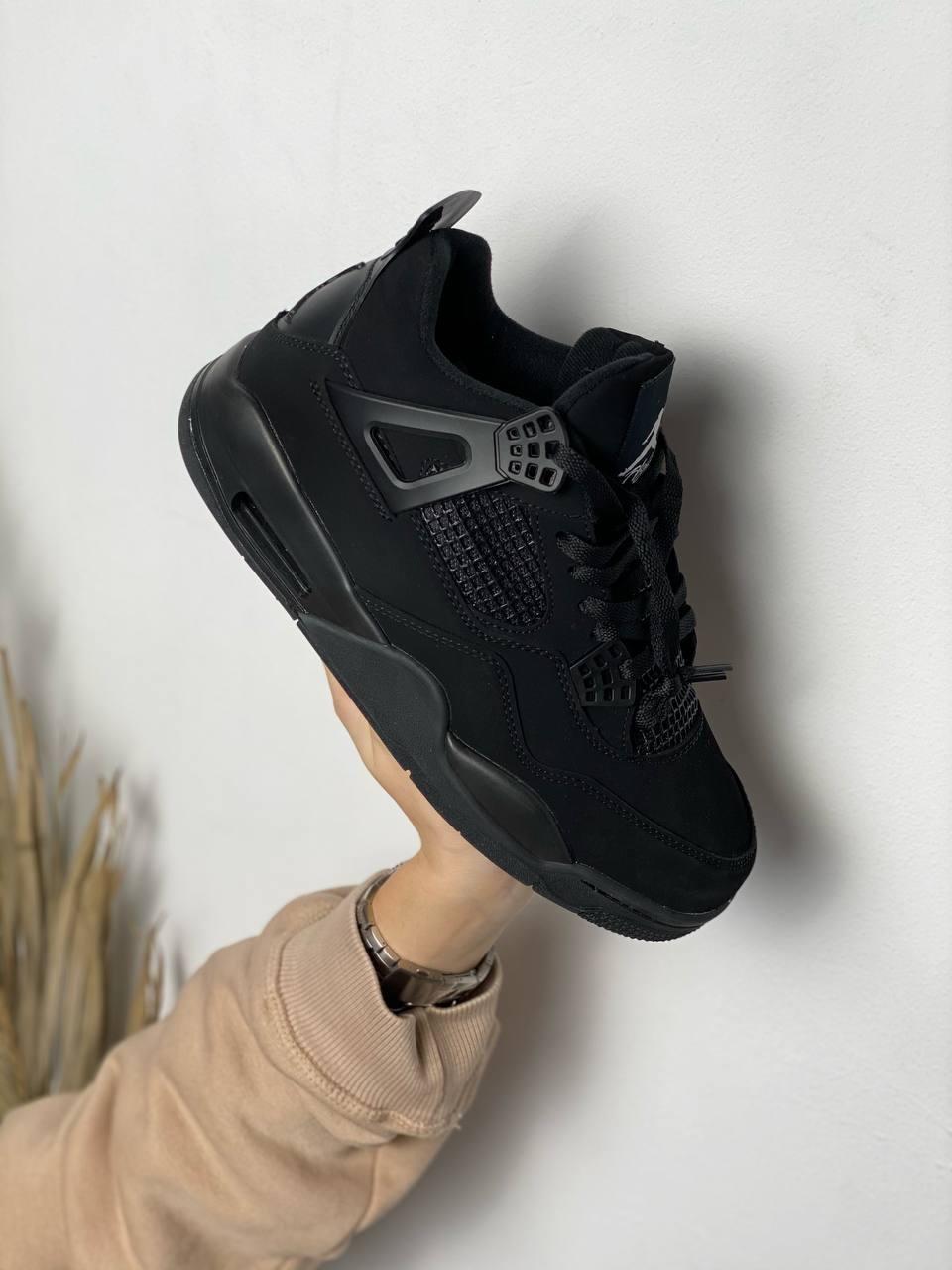 Кросівки чоловічі Nike Air Jordan 4 Retro Black Cat чорний джердан демісезонні високі модні