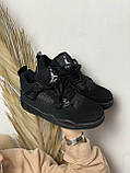 Кросівки чоловічі Nike Air Jordan 4 Retro Black Cat чорний джердан демісезонні високі модні, фото 8