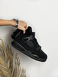 Кросівки чоловічі Nike Air Jordan 4 Retro Black Cat чорний джердан демісезонні високі модні, фото 4