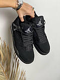 Кросівки чоловічі Nike Air Jordan 4 Retro Black Cat чорний джердан демісезонні високі модні, фото 9