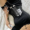 Ремінь пасок жіночий широкий на шнурівці-ланцюжку з метеликами екошкіряний масивний ремінь-корсет ремінь-гумка, фото 5
