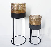 Набір кашпо для квітів із металу на підставці 2 шт.