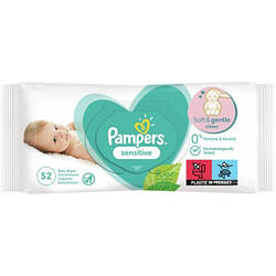 Дитячі вологі серветки Pampers Sensitive, 52 шт.