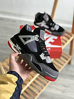 Кроссовки мужские Nike Air Jordan 4 Retro Black Red черный джордан демисезонные высокие модные