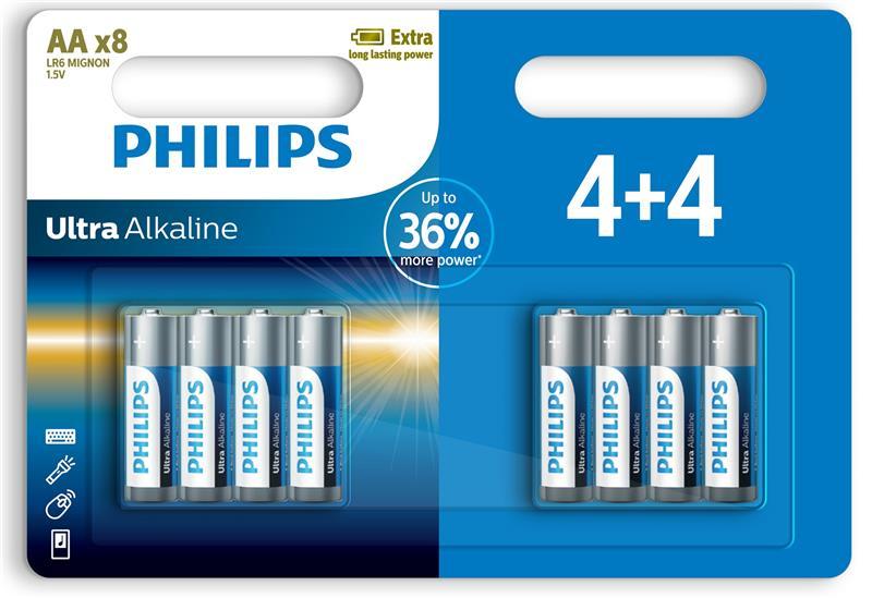 Батарейка Philips AA bat Alkaline 8 шт Ultra (LR6E8B/10)