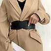 Ремінь жіночий широкий корсетний чорний фігурний лаконічний еко-шкіряний масивний, фото 2