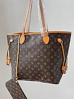 Сумка женская Louis Vuitton Neverfull Brown Caramel коричневого цвета, экокожа