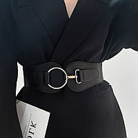 Ремень женский корсетный широкий эко-кожаный массивный ремень-корсет ремень-резинка Черный