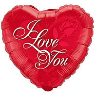 Фольгированный шар сердце "I Love You" Роза. Размер: 18"(45см). Пр-во: Китай.