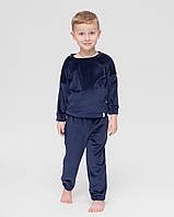 Пижама детская домашняя велюровая кофта со штанами Темно-Синий