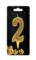 Свічка — цифра в торт 2 ЗОЛТО