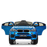 Дитячий електромобіль Джип BMW X6M 2199, синій перламутр, фото 5