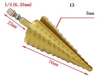 Сверло ступенчатое, 6-35мм, 13 ступеней