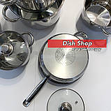 Набір каструль із нержавіючої сталі з 12 предметів Benson багатошарове дно, фото 4