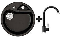 Мойка гранитная Stella Classic Черный + Кран в комплекте