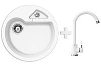 Мойка гранитная Stella Classic Белый + Кран в комплекте