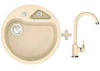 Мойка гранитная Stella Classic Бежевый + Кран в комплекте