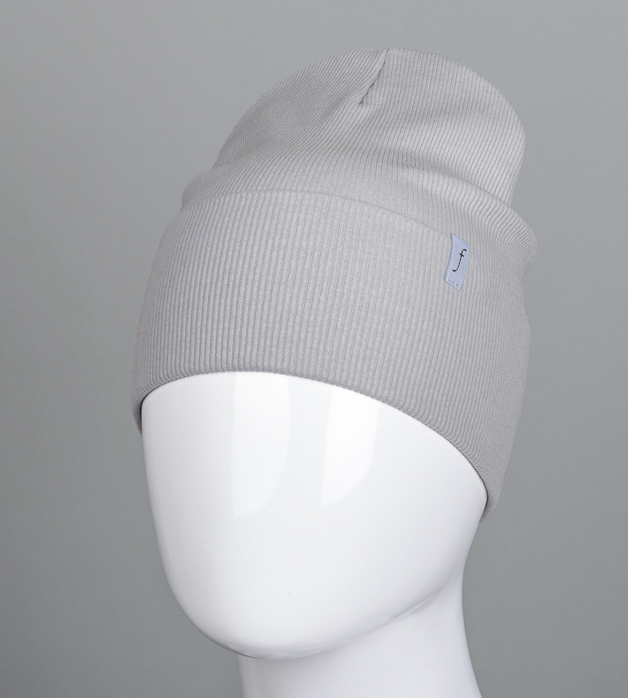 Шапка трикотажна Рубчик з відворотом FERO (20216), Світло-сірий, фото 1
