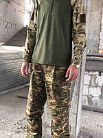 Форма демисизонная военная костюм в цвете мультикам (тактическая рубашка убакс и штаны) униформа мультикам ВСУ