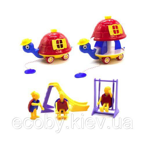 Розсувна каталка "Черепаха" з іграшками (червона), фото 1