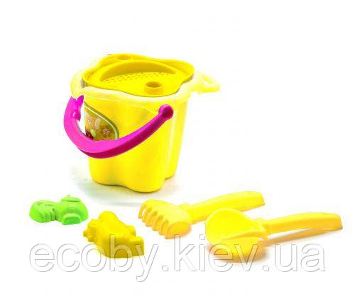 Відро з пісочним набором "Сонечко" (жовте), фото 1