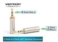 Переходник micro jack 2.5mm Male to mini jack 3.5mm Female CTIA OMTP для наушников 4pin Vention