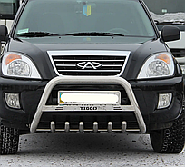 Кенгурятник WT003\4 нерж з лого\без лого на Chery Tiggo 2012-