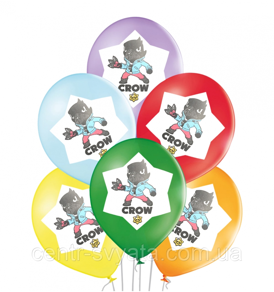 Латексна кулька KDI 12"(30 см) Гра "Бравл Старс" Colt (Ворон)