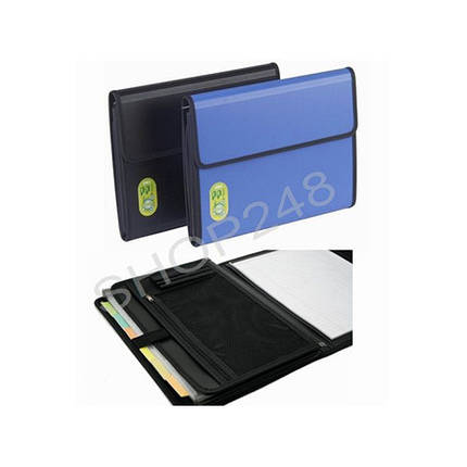 Папка-портфель Deli 5861 синій, 6 відділень, А4 липучка, пластик, без ручки, фото 3