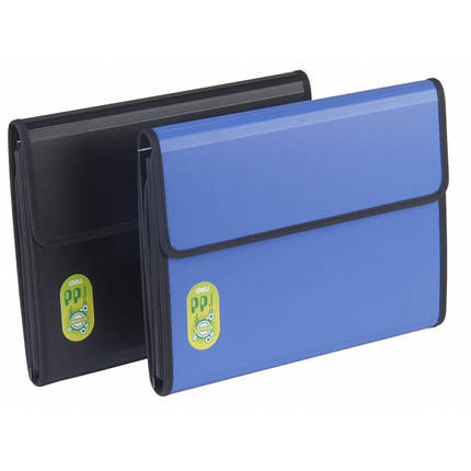 Папка-портфель Deli 5861 синій, 6 відділень, А4 липучка, пластик, без ручки, фото 2