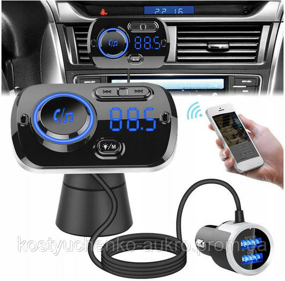 Трансмиттер SONRU FM передатчик Bluetooth 5.0 Hands Free Car Charger - фото 3 - id-p1745347739