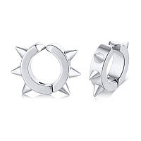 Модные стальные серьги-клипсы кольцо с шипами (NS0039_3)