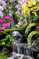 Фотообои "Цветы и водопад" - Любой размер! Читаем описание!