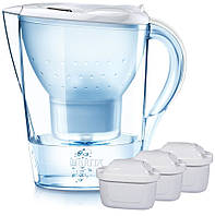 Brita Фільтр-глечик Marella Memo + 3 картриджа 2.4 л (1.4 л очищеної води), білий